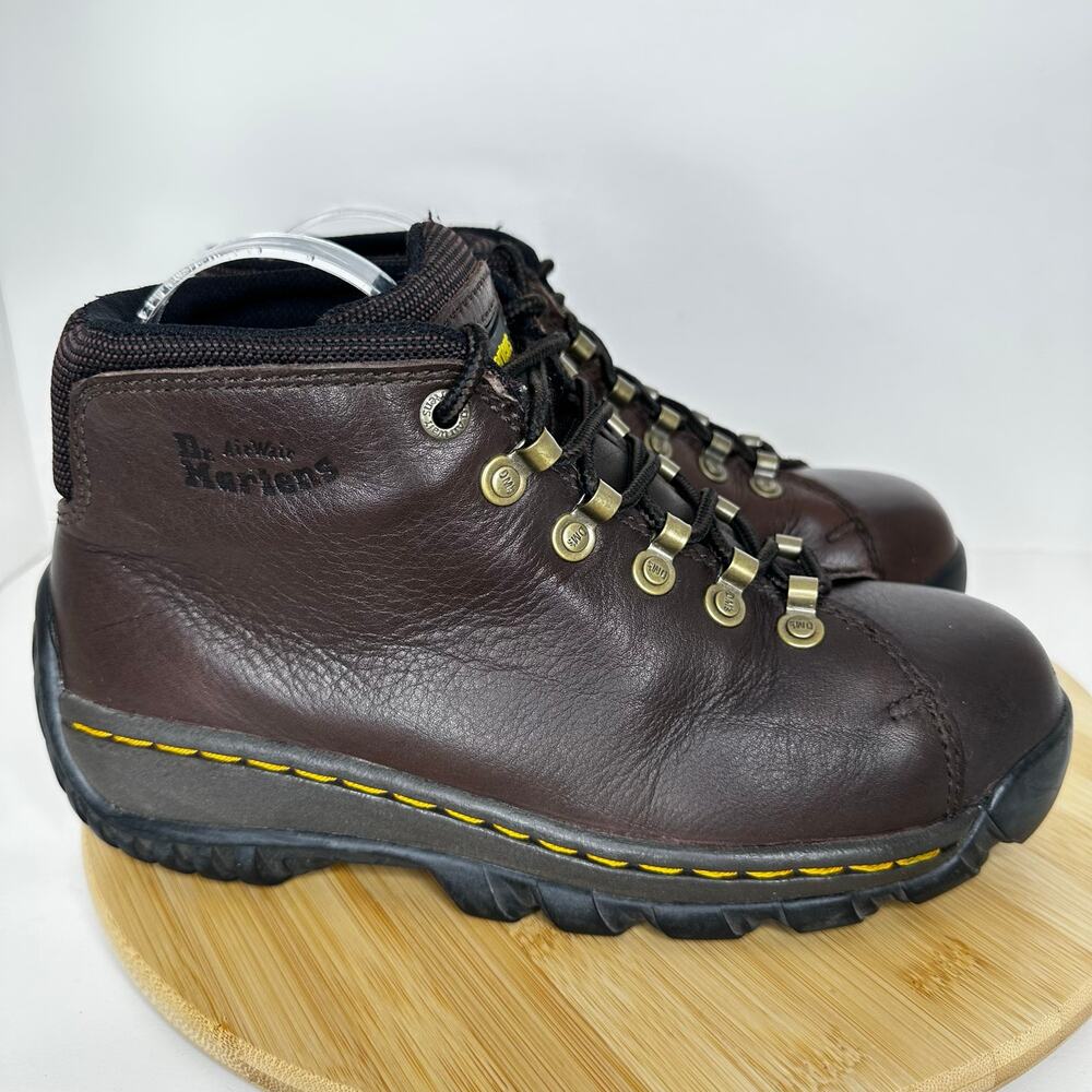 Dr. Martens Brown Leather Steel Toe Safety Ankle Boots Size Mens 8 Womens 9